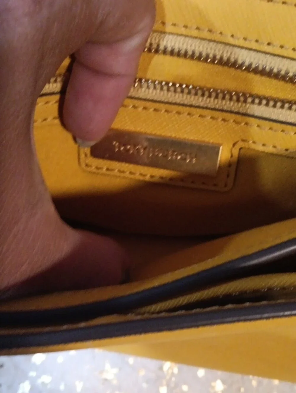 Tory Burch Yellow Saffiano Chain Shoulder Bag with Gold Hardware